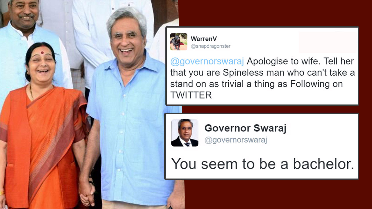 Sushma Swaraj S Husband Gov Swaraj Drops The Mic On Twitter Trolls Blocked By His Wife
