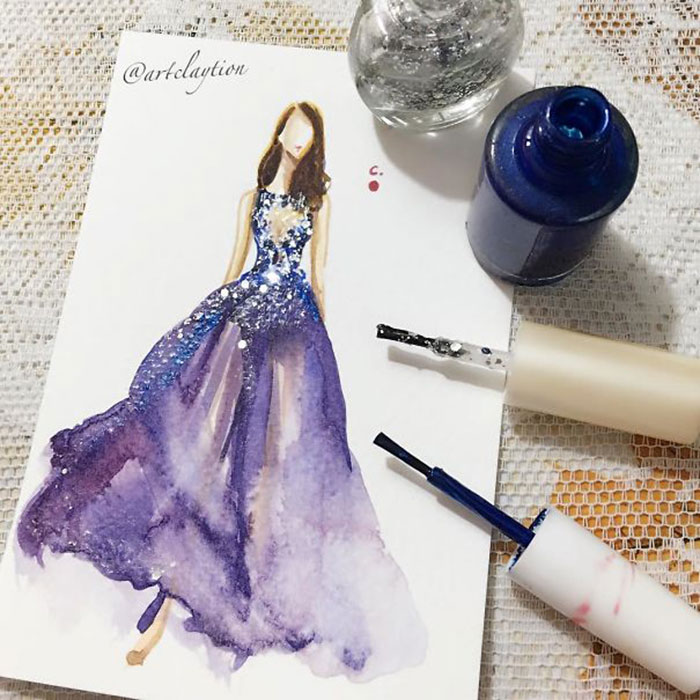Artist Paints With Nail Polish To Create Dreamy Paintings Of Dresses, See  Pics
