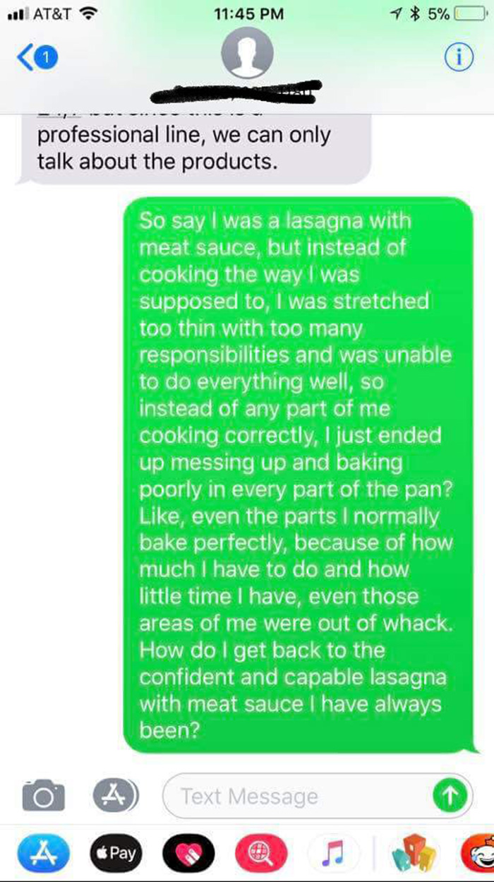 Depressed Guy Has A Brilliant Metaphorical Chat With Pasta Company Customer Service