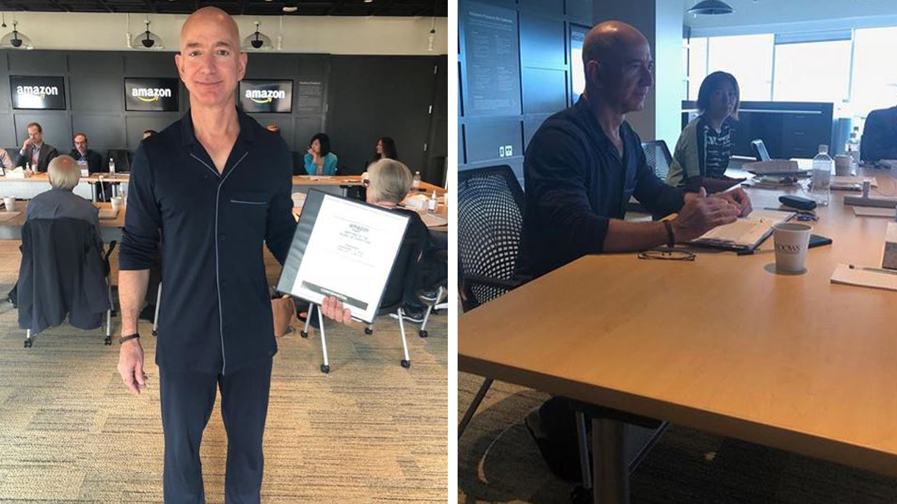 Here's Why Jeff Bezos Showed Up At Work Wearing Pajamas For A Board Me...
