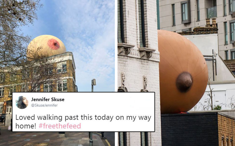 Breast Balloons Go Up in London to Normalize Breastfeeding