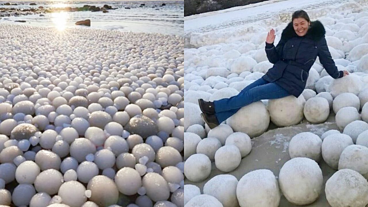 Rare Weather In Finland Results In Thousands Of 'Ice Eggs' On Beach!