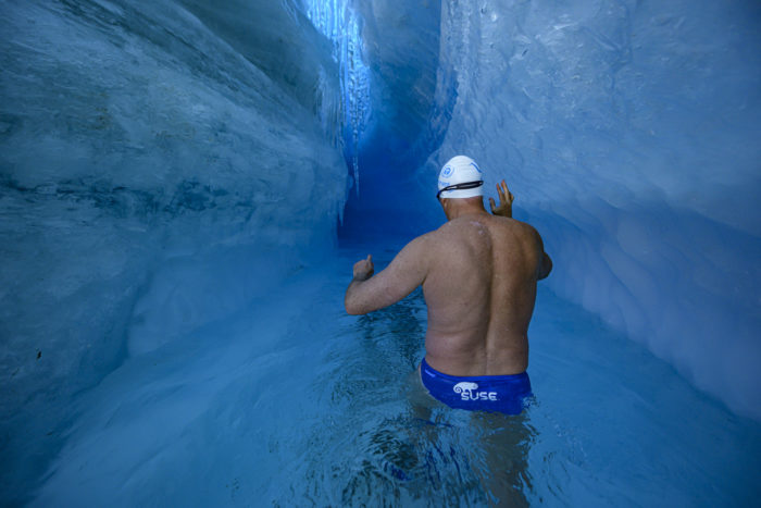 Lewis Pugh Swims In Antarctic Glacier For 10minutes
