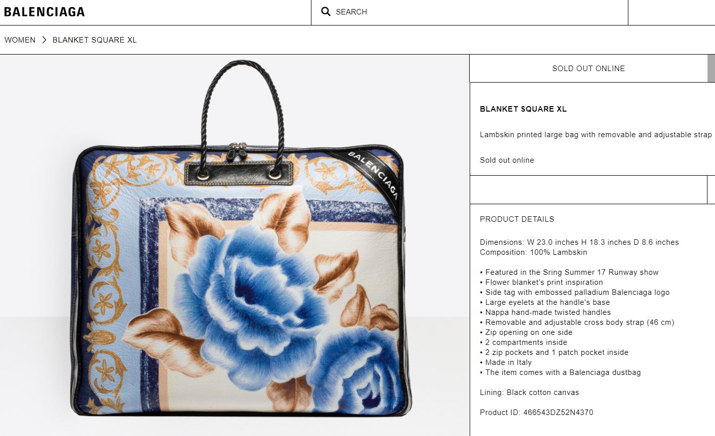 balenciaga blanket printed bag