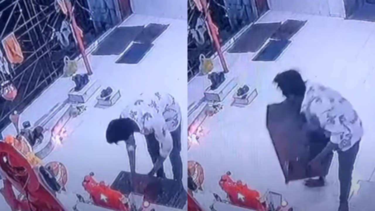 Thief Seeks Blessings From Idol Then Runs Away With Donation Box