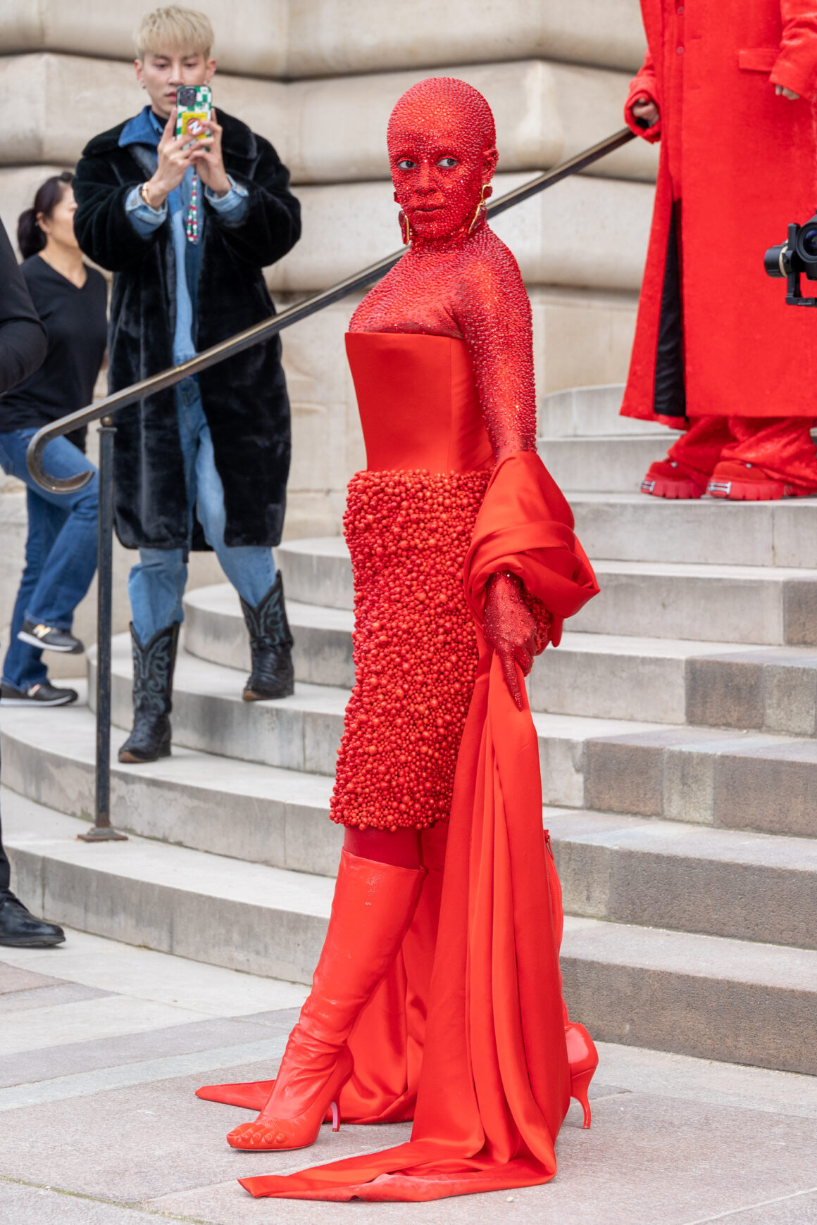 Doja cat paints paris fashion week red with her ott outfit